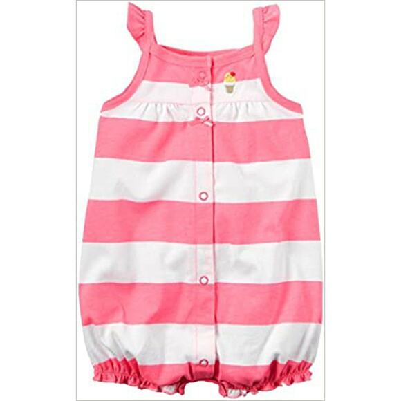 Carters Baby Girls Ice Cream/Pink Snap-Up Cotton Romper 6M NEW - Picture 2 of 4